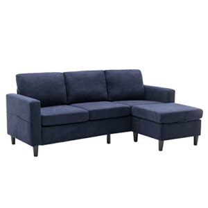yebdd convertible sectional sofa with two pillows，living room l-shape 3-seater upholstered couch for small space