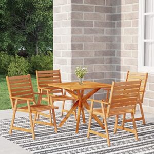 camerina 5 piece patio dining set outdoor dining table set patio table and chairs set outdoor patio dining set solid wood acacia 3087136