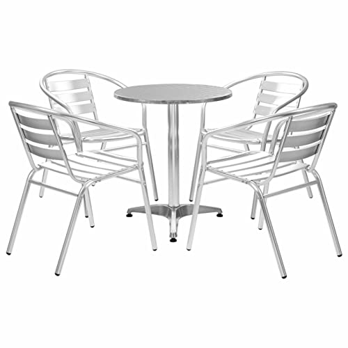 Camerina 5 Piece Patio Dining Set Outdoor Patio Dining Set Outdoor Patio Furniture Patio Set Patio Table and Chairs Set Aluminum Silver 48720