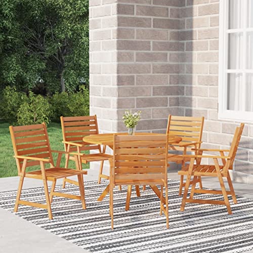 Camerina 6 Piece Patio Dining Set Outdoor Dining Table Set Patio Table and Chairs Set Outdoor Patio Dining Set Solid Wood Acacia