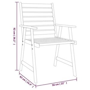 Camerina 6 Piece Patio Dining Set Outdoor Dining Table Set Patio Table and Chairs Set Outdoor Patio Dining Set Solid Wood Acacia