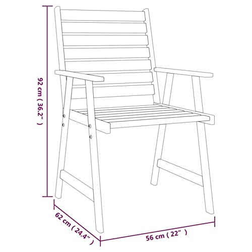 Camerina 6 Piece Patio Dining Set Outdoor Dining Table Set Patio Table and Chairs Set Outdoor Patio Dining Set Solid Wood Acacia