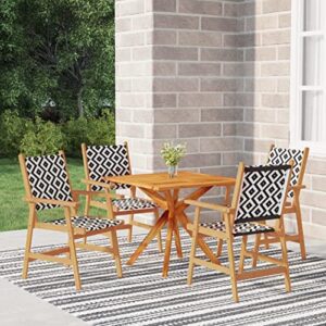 Camerina 5 Piece Patio Dining Set Outdoor Dining Table Set Patio Table and Chairs Set Outdoor Patio Dining Set Solid Wood Acacia 3087138