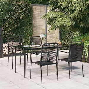 camerina 5 piece patio dining set patio table and chairs set outdoor patio dining set outdoor patio furniture patio set black cotton rope and steel 3156540