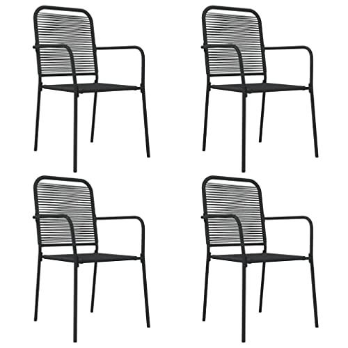 Camerina 5 Piece Patio Dining Set Patio Table and Chairs Set Outdoor Patio Dining Set Outdoor Patio Furniture Patio Set Black Cotton Rope and Steel 3156540