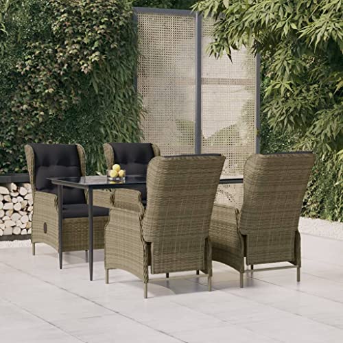 Camerina 5 Piece Patio Dining Set Patio Table and Chairs Set Outdoor Patio Dining Set Outdoor Patio Furniture Patio Set Brown Poly Rattan 3156810