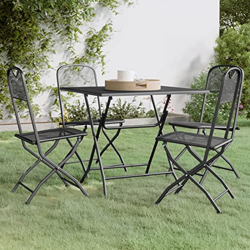 Camerina 5 Piece Patio Dining Set Patio Table and Chairs Set Outdoor Patio Dining Set Outdoor Patio Furniture Patio Set Expanded Metal Mesh Anthracite 3084720