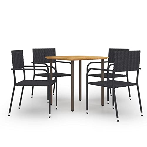 Camerina 5 Piece Patio Dining Set Patio Table and Chairs Set Outdoor Patio Dining Set Outdoor Dining Table Set Poly Rattan Black 3072489