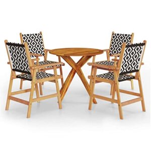 Camerina 5 Piece Patio Dining Set Outdoor Dining Table Set Patio Table and Chairs Set Outdoor Patio Dining Set Solid Wood Acacia 3087131