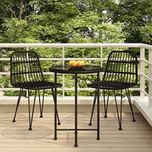 camerina 3 piece patio dining set outdoor patio dining set outdoor patio furniture patio set patio table and chairs set black poly rattan 3157836
