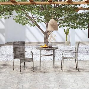 qiangxing 3 piece patio dining set outdoor patio dining set outdoor patio furniture patio set patio table and chairs set poly rattan gray 3098029