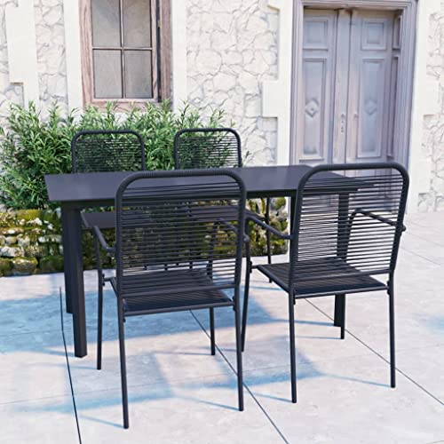 qiangxing 5 Piece Patio Dining Set Patio Table and Chairs Set Outdoor Patio Dining Set Outdoor Patio Furniture Patio Set Black Glass and Steel 3060209