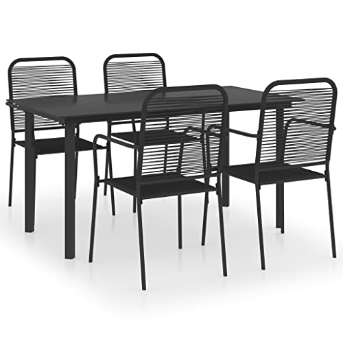 qiangxing 5 Piece Patio Dining Set Patio Table and Chairs Set Outdoor Patio Dining Set Outdoor Patio Furniture Patio Set Black Glass and Steel 3060209
