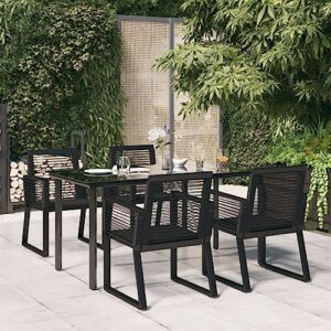 qiangxing 5 piece patio dining set patio table and chairs set outdoor patio dining set outdoor patio furniture patio set black pvc rattan 3156544