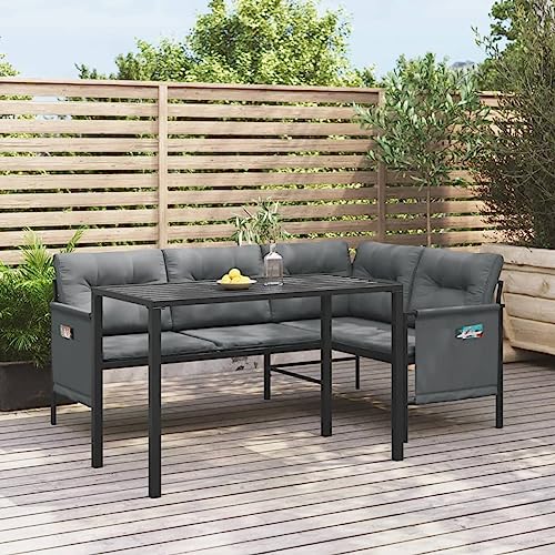 qiangxing 2 Piece Patio Dining Set Outdoor Patio Dining Set Outdoor Patio Furniture Patio Set Patio Table and Chairs Set Anthracite Steel