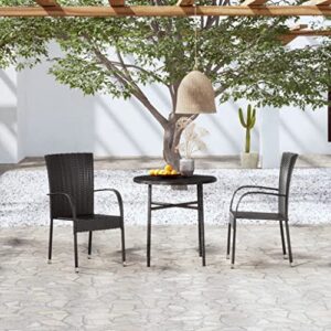 qiangxing 3 piece patio dining set outdoor patio dining set outdoor patio furniture patio set patio table and chairs set poly rattan black 3098028