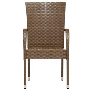 qiangxing 3 Piece Patio Dining Set Outdoor Patio Dining Set Outdoor Patio Furniture Patio Set Patio Table and Chairs Set Poly Rattan Brown 3098027