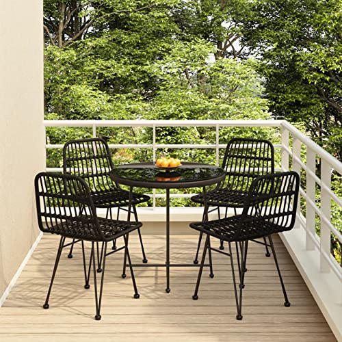 Camerina 5 Piece Patio Dining Set Patio Table and Chairs Set Outdoor Patio Dining Set Outdoor Patio Furniture Patio Set Black Poly Rattan 3157844