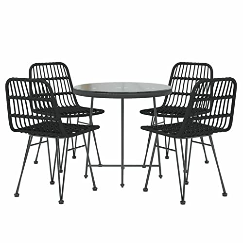 Camerina 5 Piece Patio Dining Set Patio Table and Chairs Set Outdoor Patio Dining Set Outdoor Patio Furniture Patio Set Black Poly Rattan 3157844