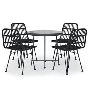 Camerina 5 Piece Patio Dining Set Patio Table and Chairs Set Outdoor Patio Dining Set Outdoor Patio Furniture Patio Set Black Poly Rattan 3157844