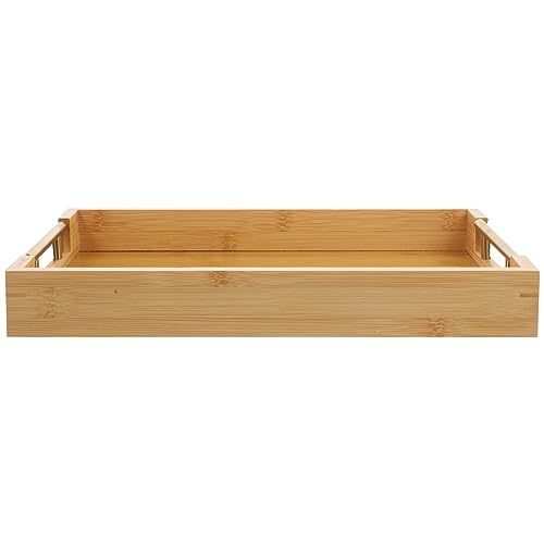 Kichvoe Bamboo Serving Tray Kitchen Food Tray with Handles Serving Platters Tray for Dinners Party Tea Bar Table Breakfast Snack 38 * 26.5 * 5cm