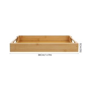 Kichvoe Bamboo Serving Tray Kitchen Food Tray with Handles Serving Platters Tray for Dinners Party Tea Bar Table Breakfast Snack 38 * 26.5 * 5cm