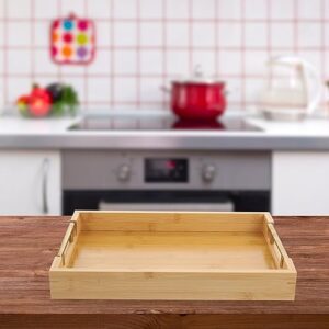 Kichvoe Bamboo Serving Tray Kitchen Food Tray with Handles Serving Platters Tray for Dinners Party Tea Bar Table Breakfast Snack 38 * 26.5 * 5cm