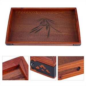 Ikunde Large Wood Serving Tea Water Drinks Tray Wooden Breakfast Tea Serving Tray with Handle