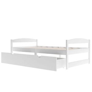 Heliosphere Twin Size Solid Wood Daybed with 2 Storage Drawers, Due Use Sofa Bed with Sturdy Wooden Slat Support, No Box Spring Needed for Boys Girls Teens Adults Guest, Easy Assemble (White)