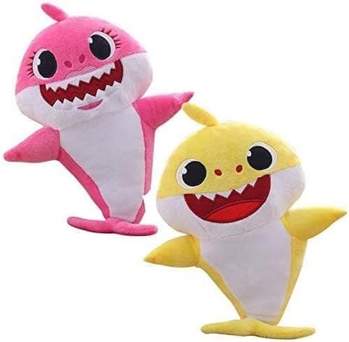 Baby Cute Plush Toy Plush Shark Toy That Sings with Music and Luminous Light is The Best Birthday Gift for Children … (Yellow)