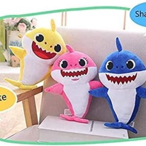 Baby Cute Plush Toy Plush Shark Toy That Sings with Music and Luminous Light is The Best Birthday Gift for Children … (Yellow)
