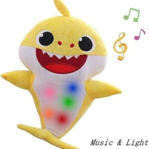 Baby Cute Plush Toy Plush Shark Toy That Sings with Music and Luminous Light is The Best Birthday Gift for Children … (Yellow)