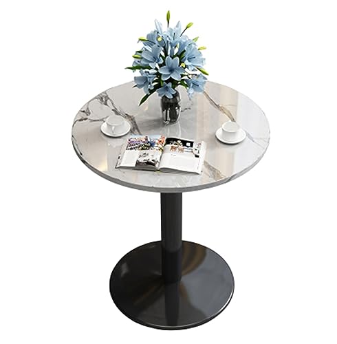 Dining Table, Coffee Table, 60cm Marble Effect Top Sofa Tables w/Sturdy Metal Frame, Modern Round Side Table for Kitchen, Dining Room, Cafe(Size:60 * 60 * 72CM,Color:C)