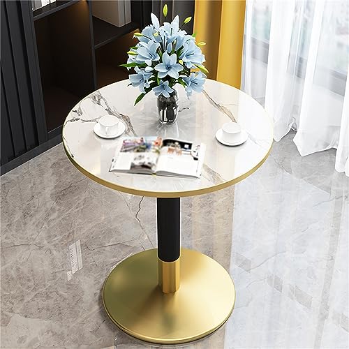 Dining Table, Coffee Table, 60cm Marble Effect Top Sofa Tables w/Sturdy Metal Frame, Modern Round Side Table for Kitchen, Dining Room, Cafe(Size:60 * 60 * 72CM,Color:C)