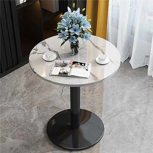 Dining Table, Coffee Table, 60cm Marble Effect Top Sofa Tables w/Sturdy Metal Frame, Modern Round Side Table for Kitchen, Dining Room, Cafe(Size:60 * 60 * 72CM,Color:C)