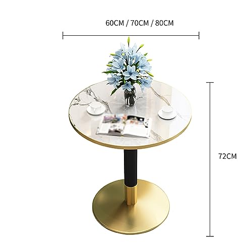 Dining Table, Coffee Table, 60cm Marble Effect Top Sofa Tables w/Sturdy Metal Frame, Modern Round Side Table for Kitchen, Dining Room, Cafe(Size:60 * 60 * 72CM,Color:C)