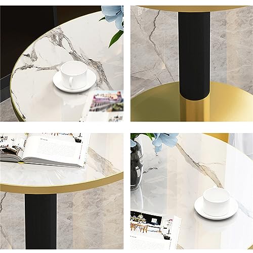 Dining Table, Coffee Table, 60cm Marble Effect Top Sofa Tables w/Sturdy Metal Frame, Modern Round Side Table for Kitchen, Dining Room, Cafe(Size:60 * 60 * 72CM,Color:C)