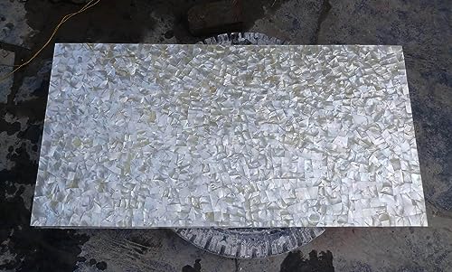 rkhandicrafts 30 x 72 Inches Office Meeting Table Top for Hotel Decor Rectangle Shape Marble Dining Table Overlaid with Mother of Pearl Gemstone