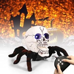 fiopet 2023 new halloween skeleton decor remote control toy, scary rc spider skeleton prank toy with light up eyes, electric remote control spider halloween toy gifts for kids adults (#a1)