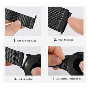 QIANMENG 2pcs Magnetic Watch Band 14MM-24MM Milanese Mesh Watch Strap Smartwatch Replacement Watchband 304 Stainless Steel Wristband (Color : Silver+Gold, Size : 20MM)