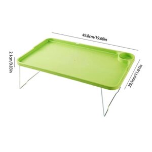 VEMMIO Breakfast Tray Folding Laptop Table Compact Bed Desk Breakfast Serving Bed Tray Standing Reading Table with Cup Holder Lightweight Picnic Table (Color : Green)