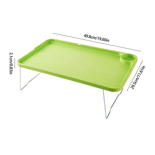 VEMMIO Breakfast Tray Folding Laptop Table Compact Bed Desk Breakfast Serving Bed Tray Standing Reading Table with Cup Holder Lightweight Picnic Table (Color : Green)