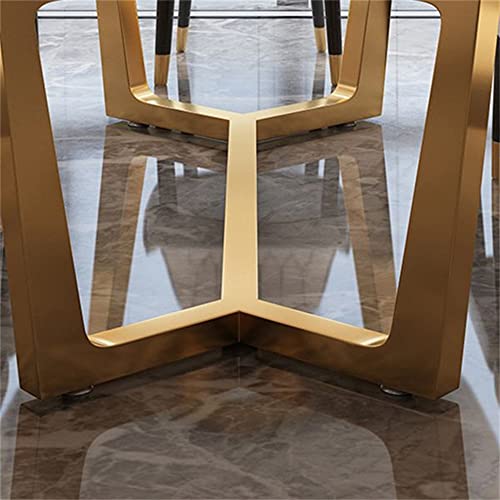 LAKIQ Modern Rectangular Dining Table Whit Faux Marble with Gold Trestle Kitchen Dining Room Table Pedestal Dining Table-Table Only(51.2" L x 27.6" W x 29.5" H)