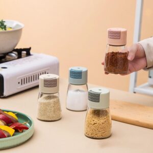 Salt And Pepper Shakers Precise Quantitative Push Type,0.5g Metering Salt Shaker,Clear Glass Salt Shakers For Kitchen,Salt And Pepper Shakers Set,Glass Salt Shaker Dispenser (2PCS-E)