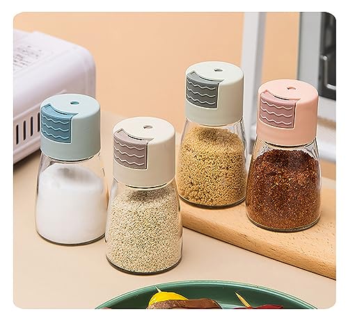 Salt And Pepper Shakers Precise Quantitative Push Type,0.5g Metering Salt Shaker,Clear Glass Salt Shakers For Kitchen,Salt And Pepper Shakers Set,Glass Salt Shaker Dispenser (2PCS-E)