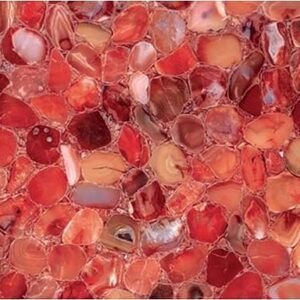 54 x 54 Inches Resin Art with Red Agate Stone Living Room Table for Home Decor Round Shape Marble Dining Table Top