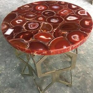 54 x 54 Inches Resin Art with Red Agate Stone Living Room Table for Home Decor Round Shape Marble Dining Table Top