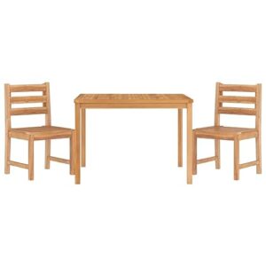 allesoky Teak Outdoor Dining Set - Solid Wood Patio Furniture - 3 Piece Patio Dining Set with Table and Chairs