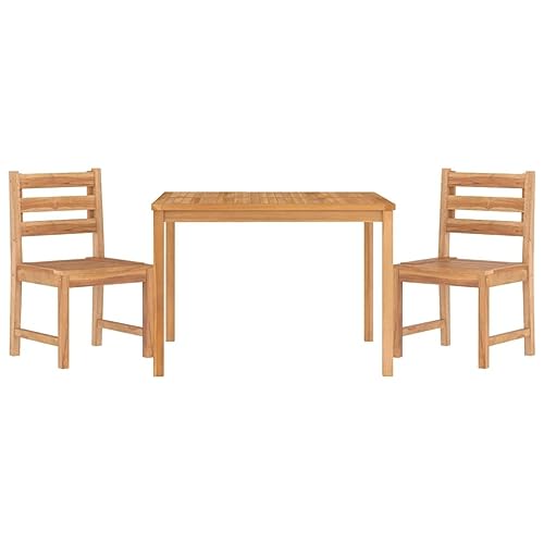 allesoky Teak Outdoor Dining Set - Solid Wood Patio Furniture - 3 Piece Patio Dining Set with Table and Chairs