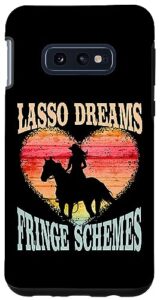 galaxy s10e lasso dreams fringe schemes girl riding horse silhouette case